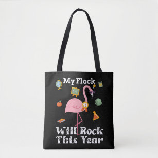 Teacher Back to School Flamingo First Day Flock Ro Tote Bag