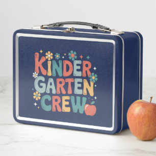 Teacher Back to School Kindergarten Crew Metal Lunch Box