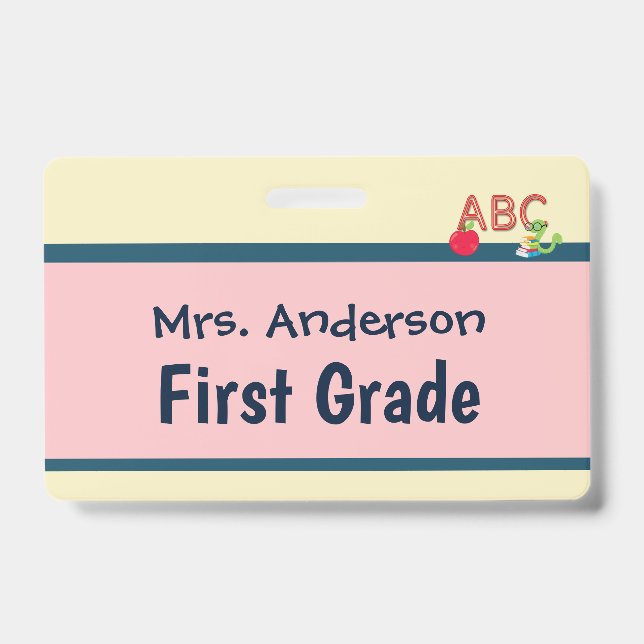 Teacher Badge for Two Classrooms Custom Badge ID Badge (Front)