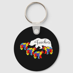 Teacher Bear Autism Awareness Month SPED Teacher M Key Ring