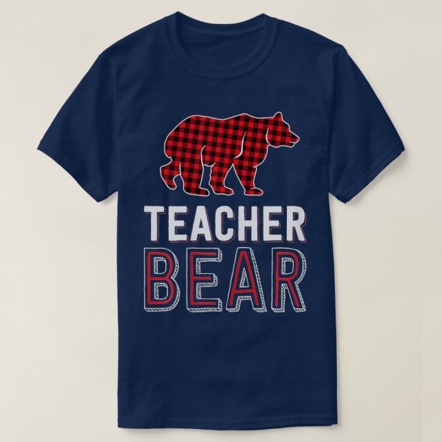Teacher Bear Red Buffalo Plaid Matching Teacher Ch T-Shirt (Design Front)