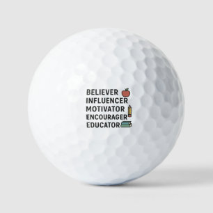 TEACHER Believer Influencer Motivator Encourager Golf Balls
