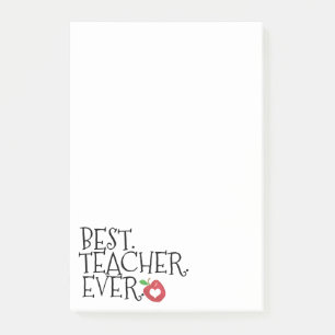 Teacher best ever red apple heart sayings post-it notes