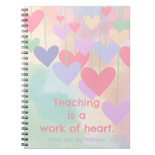 Teacher Best Thank You Hearts Colorful Watercolor Notebook