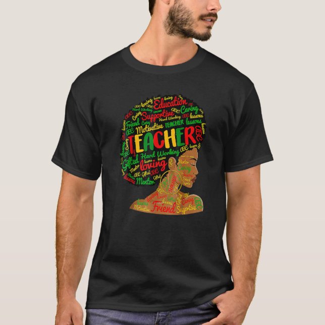 Teacher Black History Queen Melanin Afro African P T-Shirt (Front)