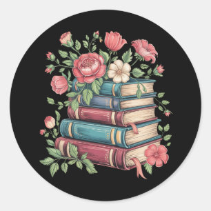 Teacher Book Lover Back to School Wildflowers Classic Round Sticker