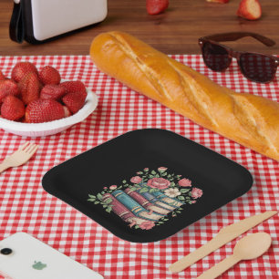 Teacher Book Lover Back to School Wildflowers Paper Plate