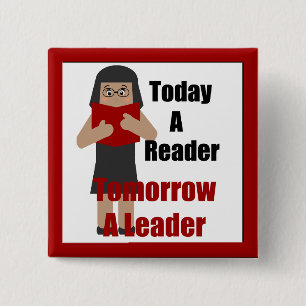 Teacher Book Lover Gal Reader Leader Button 2