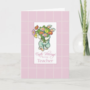 Teacher, Bouquet of Easter Blessings Holiday Card