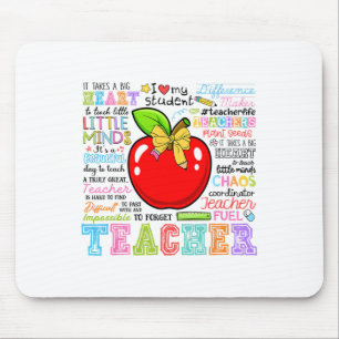 Teacher Bow Pencil Apple Funny Ck To School Teache Mouse Pad