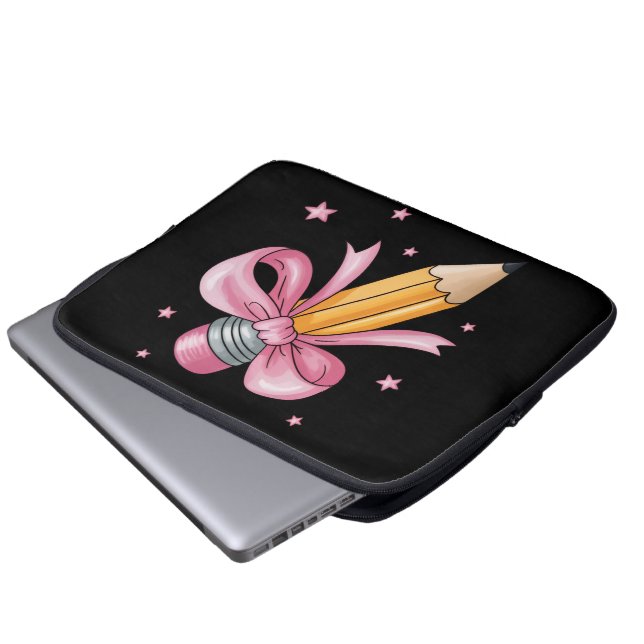 Teacher Bow Pencil Teaching Life Appreciation Gift Laptop Sleeve (Front Bottom)