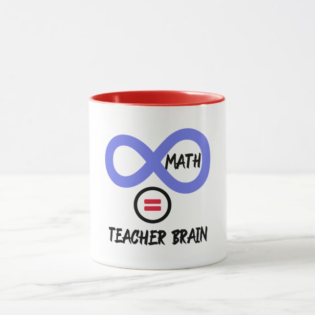Teacher brain = ∞ math Algebra Teacher T-shirt Mug (Center)