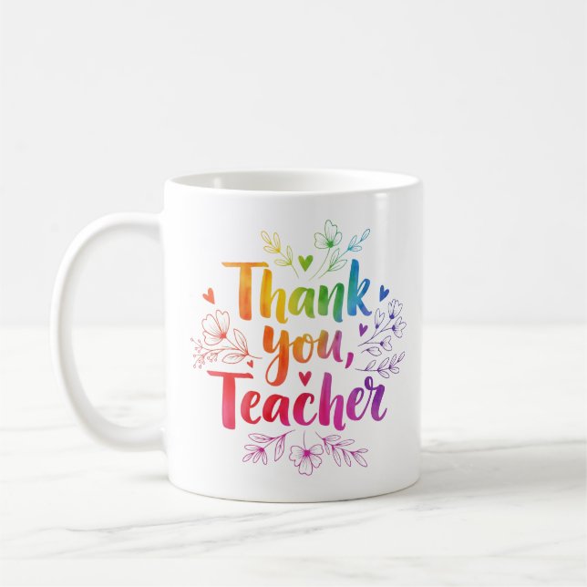 Teacher Bright Colourful "Thank You" Mug Gift (Left)