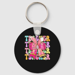 Teacher Bunny Coquette Bow Pencil Bunny Easter Day Key Ring