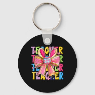 Teacher Bunny Coquette Bow Pencil Bunny Easter Day Key Ring