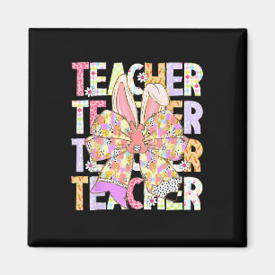 Teacher Bunny Coquette Bow Pencil Bunny Easter Day Magnet