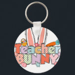 teacher bunny, retro, vintage key ring<br><div class="desc">Durable and lightweight keychain featuring a vibrant,  high-quality print,  perfect for keys,  bags,  backpacks,  small gifts,  souvenirs,  and everyday accessories.</div>