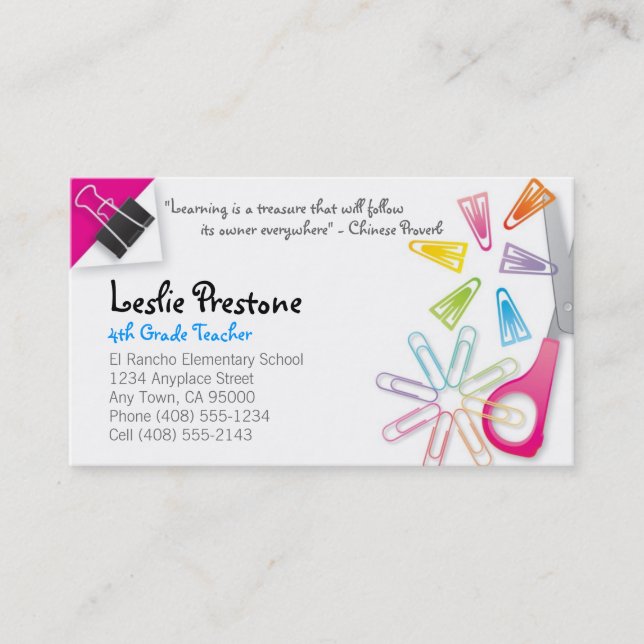 Teacher Business Card (Front)
