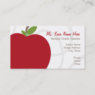 Teacher Business Card - Oversized Red Apple