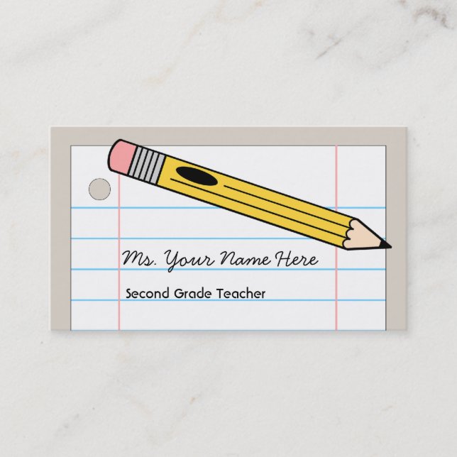 Teacher Business Card - Pencil and Paper (Front)