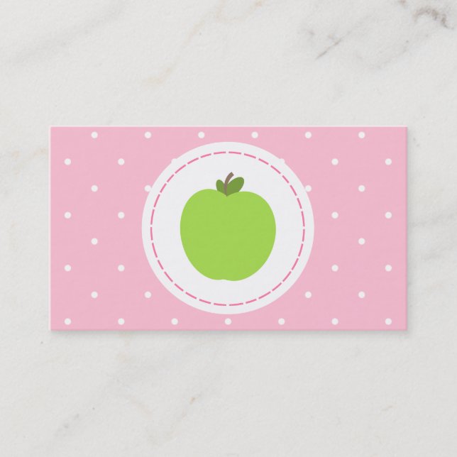 Teacher Business Card - Pink With White Polka Dots (Front)