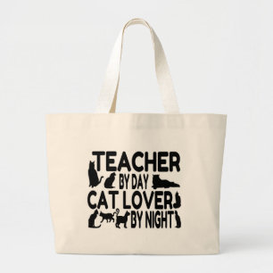 Teacher Cat Lover Large Tote Bag