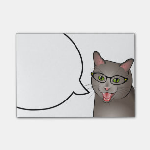 Teacher Cat Post it Notes Geek Hipster Kitty