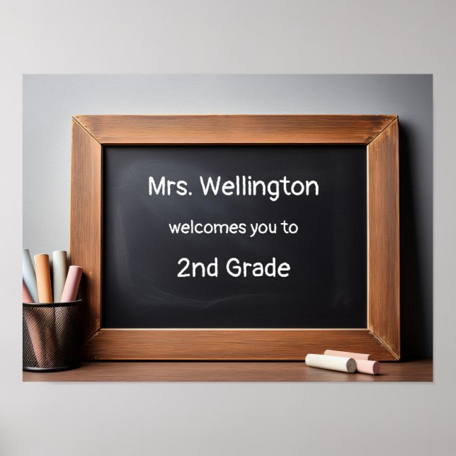 Teacher Chalkboard Blackboard Custom Welcome Poster (Front)