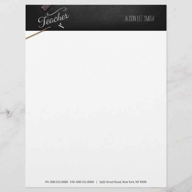 Teacher chalkboard custom letterhead (Front)