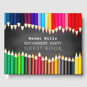 Teacher Chalkboard Retirement Party Coloured Penci Guest Book