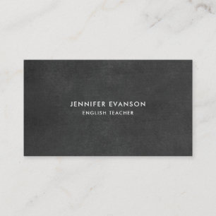 Teacher Chalkboard Simple Black and White Business Card