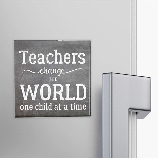 Teacher chalkboard white typography script quote magnet (Creator Uploaded)