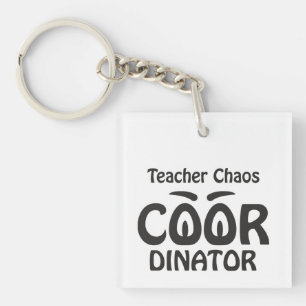 Teacher Chaos Coordinator - Funny Groovy Educator Key Ring