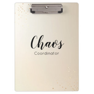 Teacher Chaos Coordinator Gold Glitter Script Clipboard