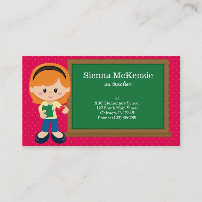 Teacher * choose background colour business card (Front)