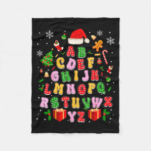 Teacher Christmas Alphabet Back To School Holiday Fleece Blanket
