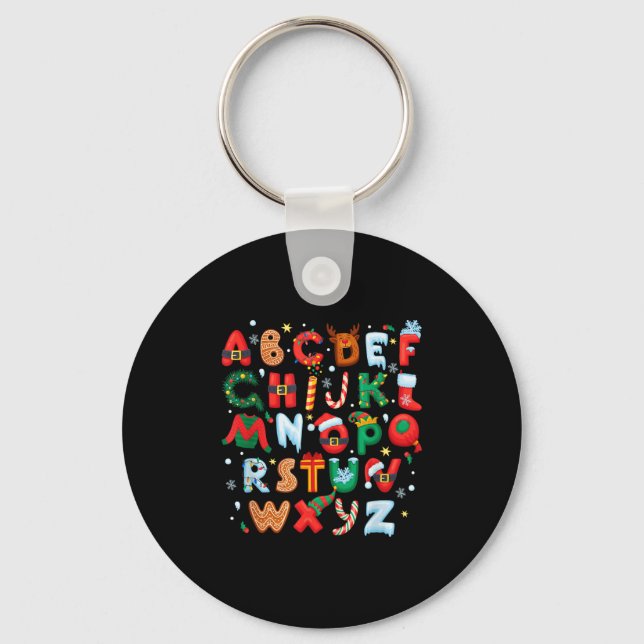Teacher Christmas Alphabet Back To School Holiday  Key Ring (Front)