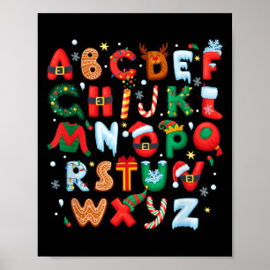 Teacher Christmas Alphabet Back To School Holiday Poster