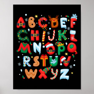 Teacher Christmas Alphabet Back To School Holiday Poster