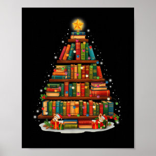 Teacher Christmas Books Lover Tree Light Men Women Poster