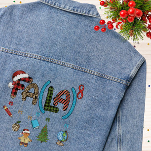 Teacher Christmas Fa La La School Educational Fun Denim Jacket