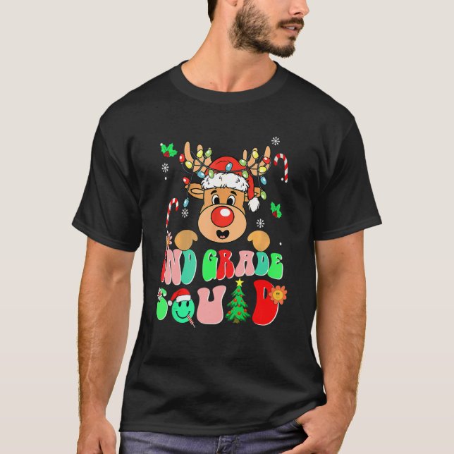 Teacher Christmas Funny 2nd Grade Squad Reindeer G T-Shirt (Front)