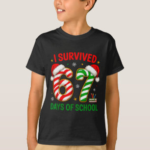 Teacher Christmas Funny Meme I Survived 67 Days Of T-Shirt