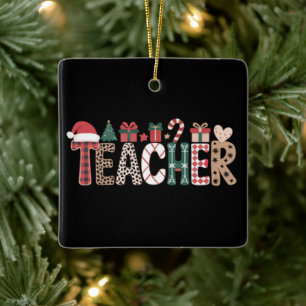 Teacher Christmas Life Teach Love Inspirational Ceramic Ornament