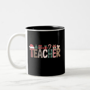 Teacher Christmas Life Teach Love Inspirational Two-Tone Coffee Mug