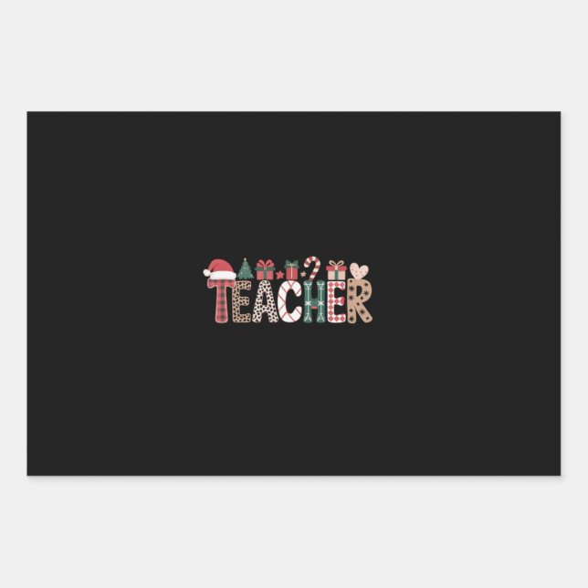 Teacher Christmas Life Teach Love Inspirational  Wrapping Paper Sheet (Front)