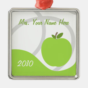 Teacher Christmas Ornament - Green Apple