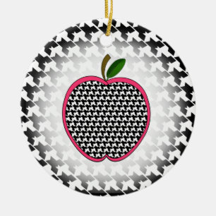 Teacher Christmas Ornament - Houndstooth Apple