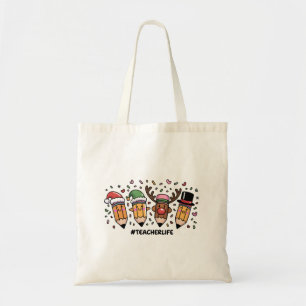 Teacher Christmas Pencils Teacher Life Merry Xmas Tote Bag