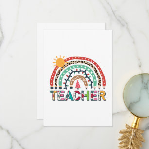 Teacher Christmas Rainbow Light Christmas Thank You Card
